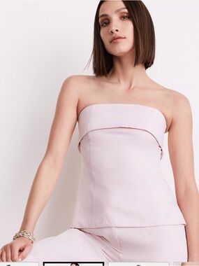 LOFT Strapless Pale Pink Fold Over Top